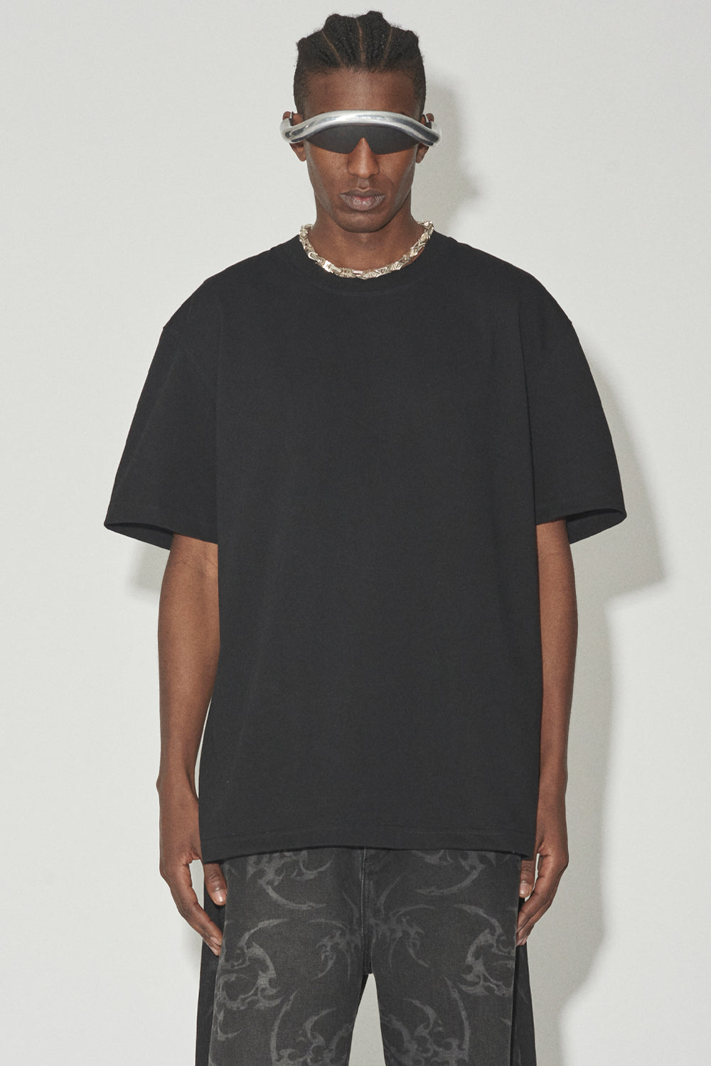 UPSIDE-DOWN LAYERED T-SHIRT / GRY/BLK