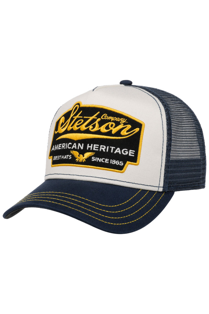 Buy the Stetson American Heritage Trucker Cap in Navy/White at Intro. Spend £50 for free UK delivery. Official stockists. We ship worldwide.Buy the Stetson American Heritage Trucker Cap in Navy/White at Intro. Spend £50 for free UK delivery. Official stockists. We ship worldwide.