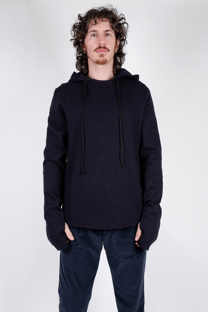 Buy the Hannes Roether Boiled Wool Hoodie Navy at Intro. Spend £50 for free UK delivery. Official stockists. We ship worldwide.