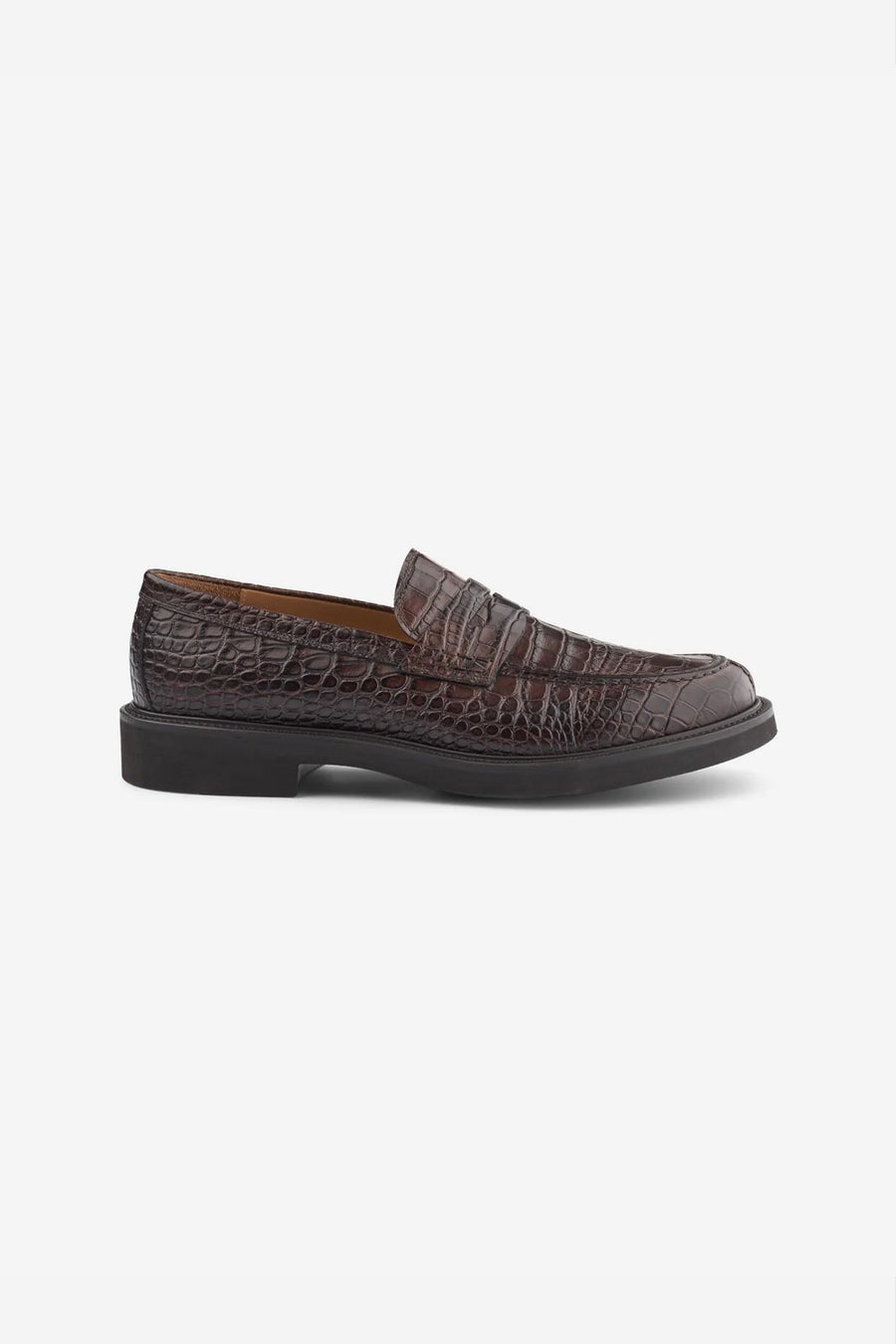 Italian Leather Croc Loafer Brown