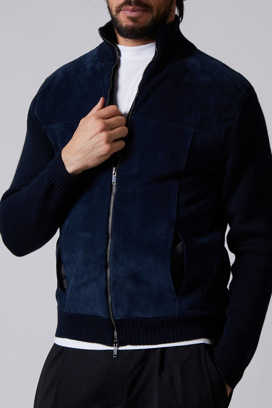 Buy the Daniele Fiesoli Zip-Up Knitted Suede Bomber Blue at Intro. Spend £50 for free UK delivery. Official stockists. We ship worldwide.