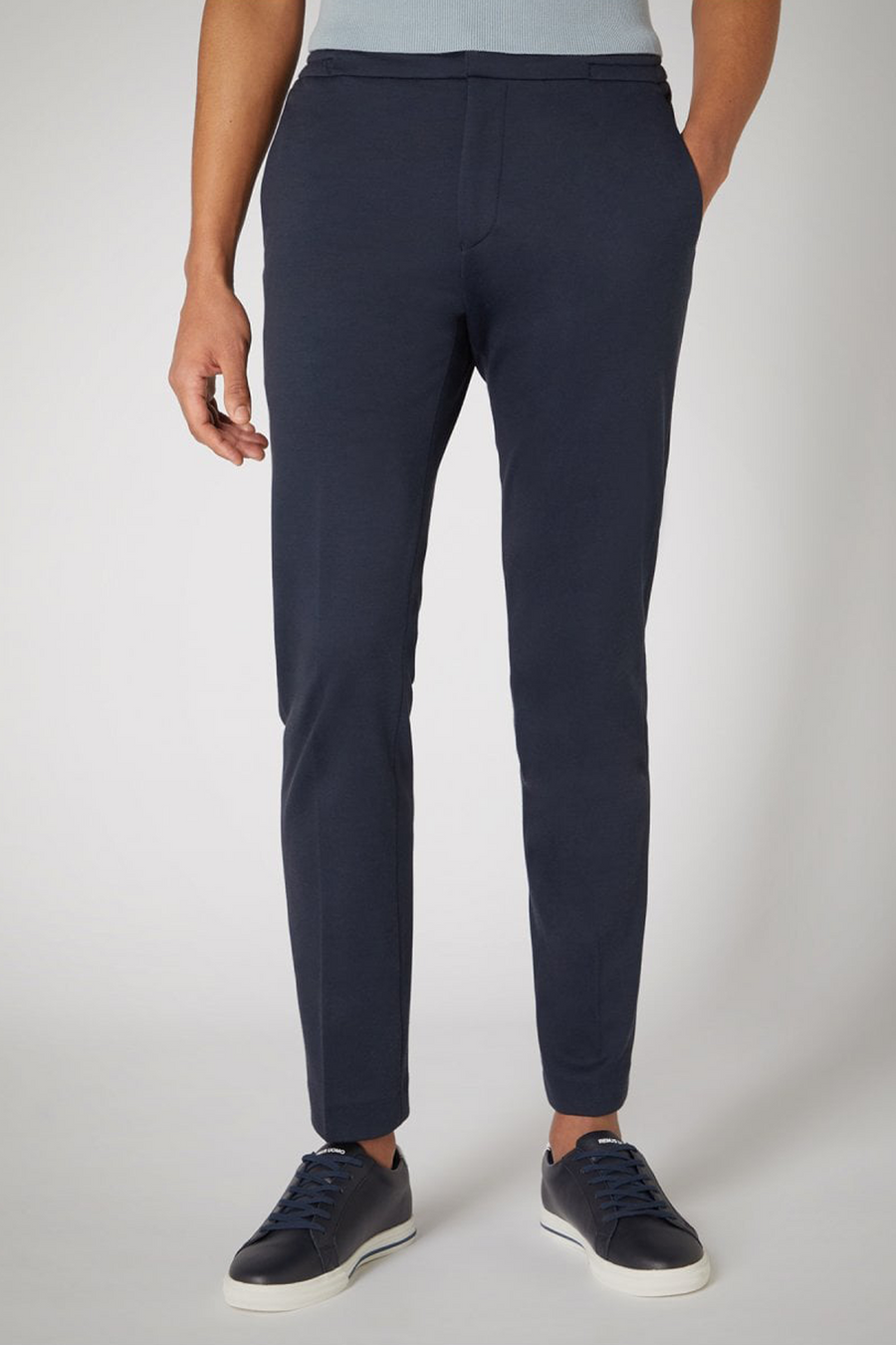 Navy online drawstring trousers