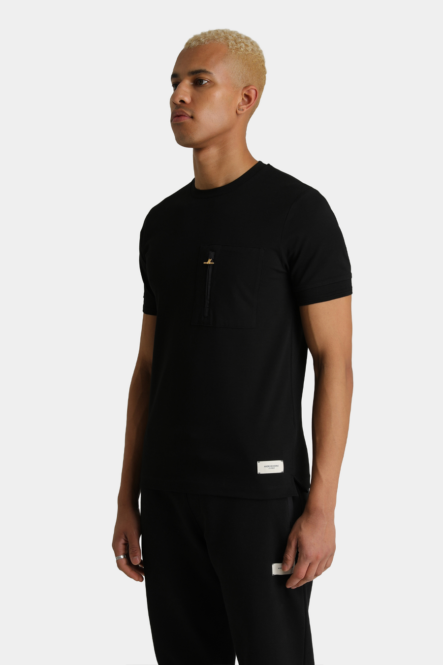 Android Homme Zip Pocket T Shirt Black Intro INTRO